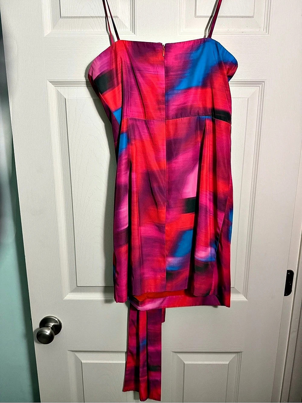AMUR Finnegan Bow Mini Dress Pink & Blue